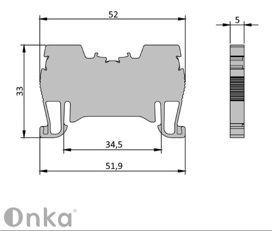 ONKA 1.5mm2 spring connector for DIN rail 2-wire blue terminal, 1020005