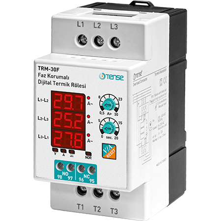 Digital overcurrent relay with voltage protection and 3×3 digit LED display TRM-30F