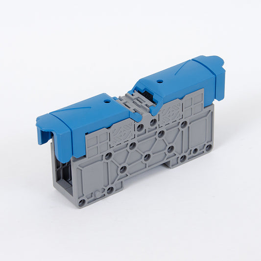 ONKA 50mm2 M8 Connector for screw terminal DIN rail with protective cover, blue, 1030034