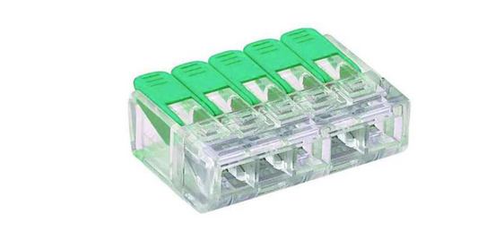 Connettore rapido push-in senza viti, 5 fili