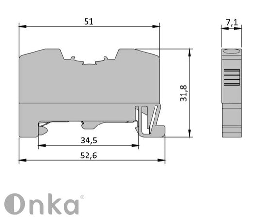ONKA 4mm2 PE spring connector for terminal block rail clamp for 2-wire DIN rail gray, 1020299