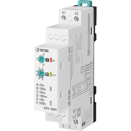 Time relay, 12V - 240V AC/DC 1 / 10 / 100 sec min hr