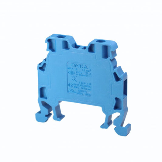 ONKA 1.5 mm2 Connector for screw rail terminal block clamp for 2-wire blue DIN rail, 1010005