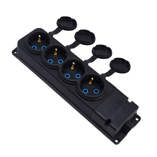 4x black rubber socket with IP44 hermetic cover, 250V, 16A, SCHUKO 2P+Z, 4KMP-F, Bylion