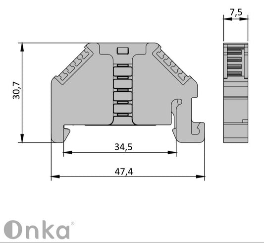 ONKA Spina, end bracket, universal bracket (for spring and screw terminal block), 1060002