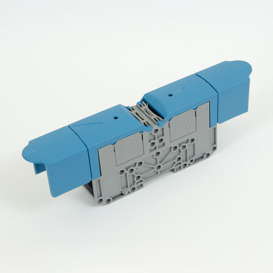 ONKA 150mm2 M12 Connector for screw terminal strip for DIN rail with protective cover, blue, 1030091