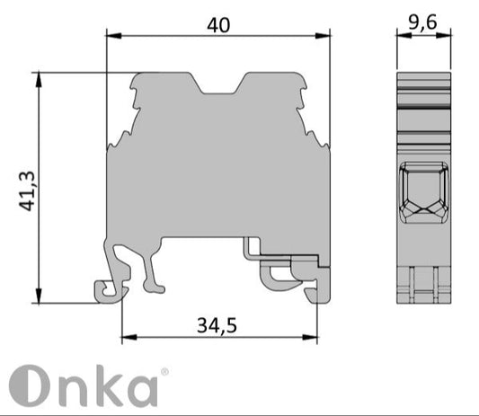 ONKA 10mm2 PE Connector for screw terminal strip terminal for 2-wire DIN rail gray, 1010221
