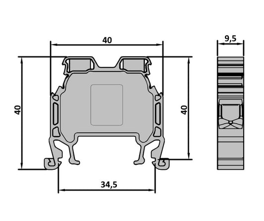 ONKA 10mm2 Connector for screw rail terminal block terminal for 2-wire DIN rail blue, 1010045