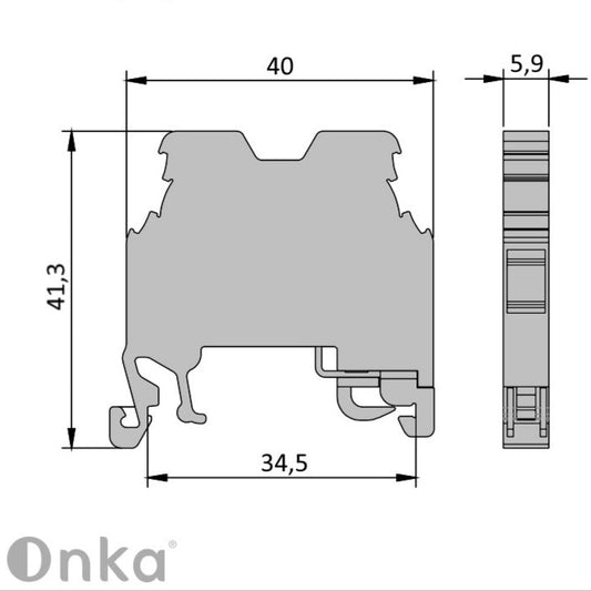 ONKA 2.5mm2 PE Connector for screw rail terminal block terminal for 2-wire DIN rail gray, 1010219