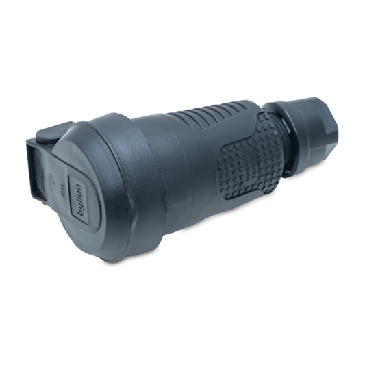 Black rubber sealed socket IP54 with door 2P+Z 16A 250V SCHUKO RDP-F Bylion
