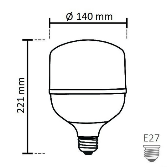 NOAS 60W (450W) LED Bulb TORCH type, cool white / 6500K, 5400 Lm, YL95-6001