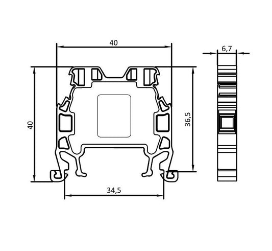 ONKA 4mm2 Connector for screw rail terminal block terminal for 2-wire DIN rail gray, 1010022