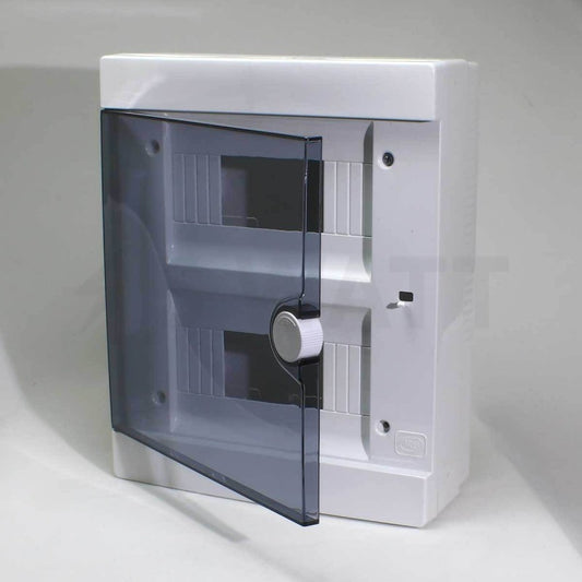 ARS Modular switchboard 16 MOD (16 fuses), wall-mounted electrical cabinet, plastic, transparent door IP40, 341205