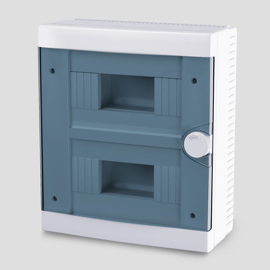 ARS Modular switchboard 16 MOD (16 fuses), wall-mounted electrical cabinet, plastic, transparent door IP40, 341205