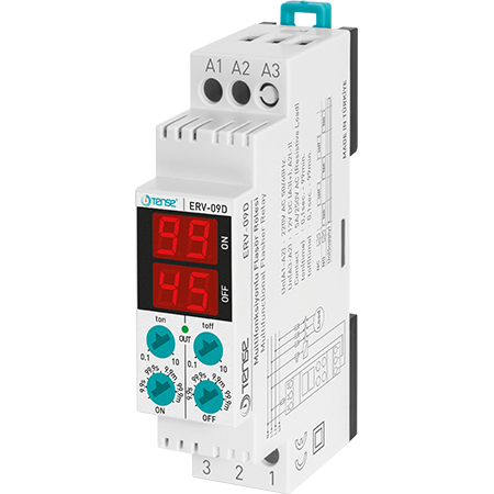Asymmetric cycler / Time relay with two displays -12VDC,230VAC