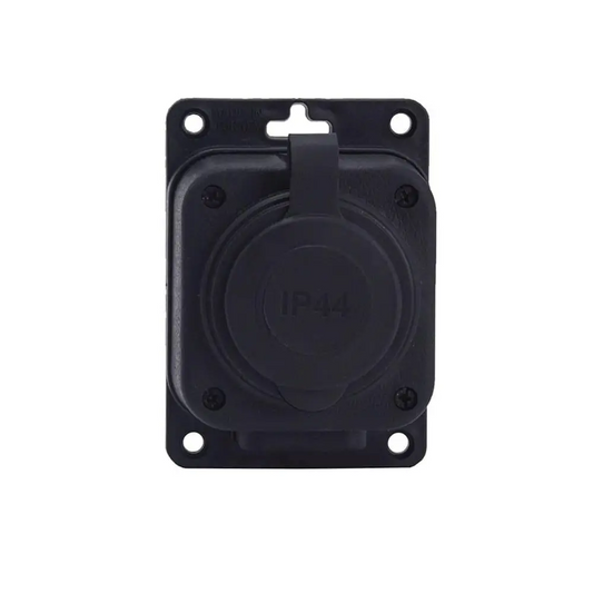 Wall socket "in rubber" black 250V, 16A, IP44, SCHUKO 2P+Z, 1KMP-F, Bylion