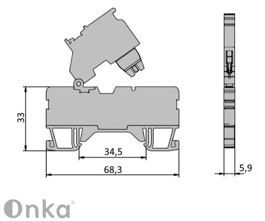 ONKA 2.5 mm2 screw terminal block for fuses (fuse not included) gray, 1020223