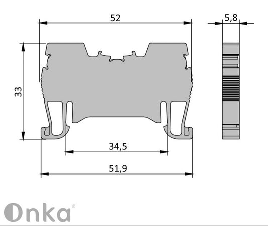 ONKA 2.5mm2 spring connector for DIN rail 2-wire terminal gray, 1020016