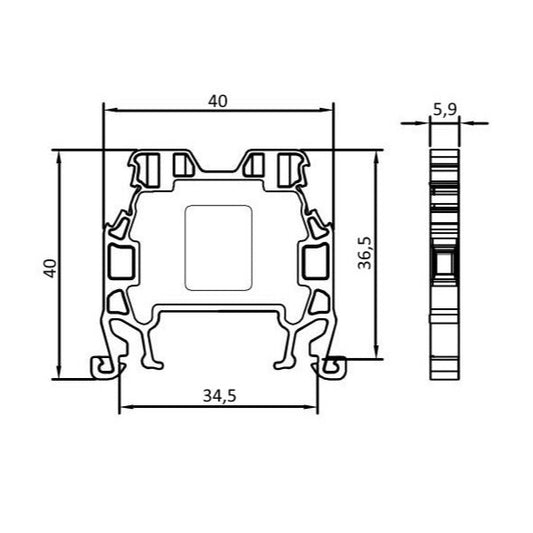 ONKA 2.5 mm2 Connector for screw rail terminal block terminal for 2-wire blue DIN rail, 1010015