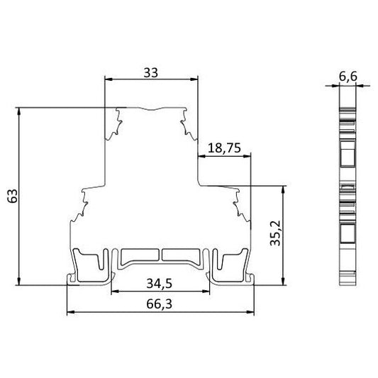 ONKA 4mm2, 2 levels Connector for screw rail terminal block terminal for 4-wire DIN rail gray, 1010368
