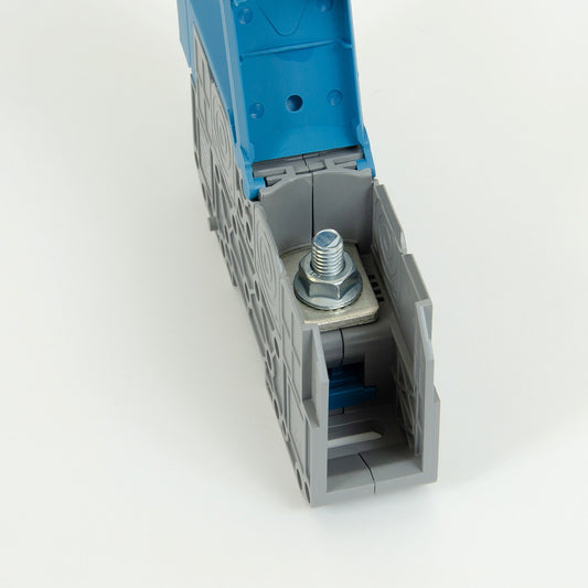 ONKA 70mm2 M8 Connector for screw terminal DIN rail with protective cover, blue, 1030048