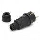 Black rubber plug IP54, 250v 16a for cable, Uni-Schuko (double grounding), 2P+T, REF, Bylion