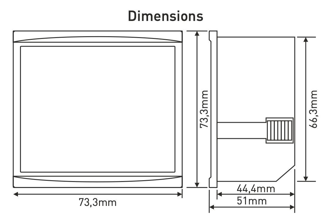 Asymmetric LED display 2×2 for panel/door mounting 230VAC