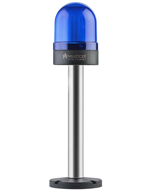 Lampeggiante ø70 DADO.CONN.SEGNALE DI RAGGIUNGIMENTO CON BENZINA, 40-250V AC/DC., BLU CON TUBO ESTERNO 20CM