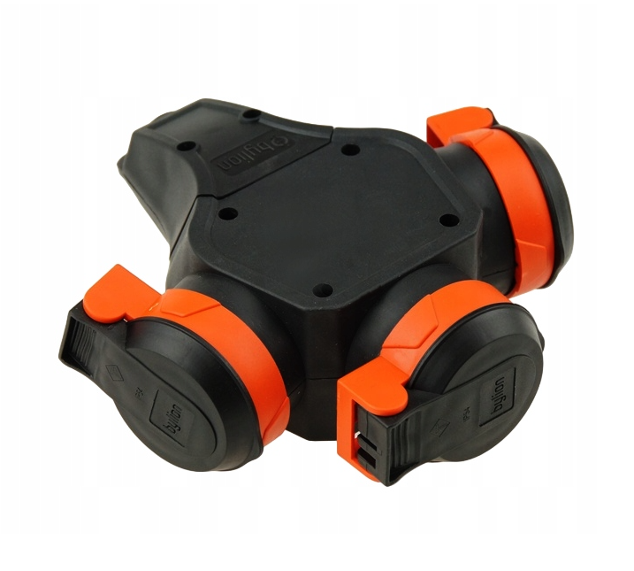 Rubber hub type T Schuko with 3 sockets 3WHS-F
