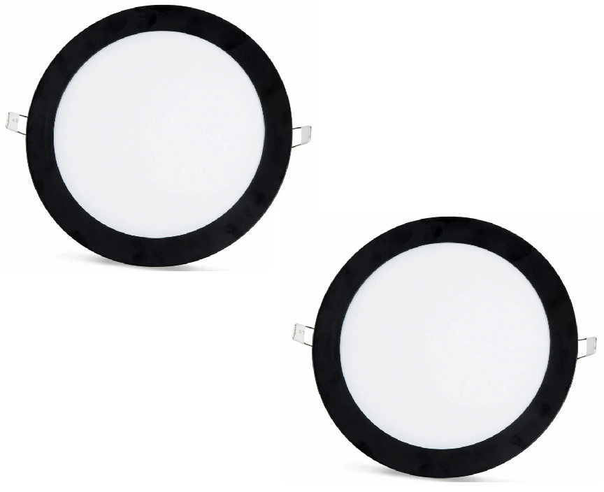 2 pieces - SLIM LED Panel black frame cold white /6500K 18W / 1620Lm round recessed (power supply included) 6500K YL10-1800-S