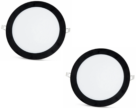2 pieces - SLIM LED Panel black frame cold white /6500K 18W / 1620Lm round recessed (power supply included) 6500K YL10-1800-S