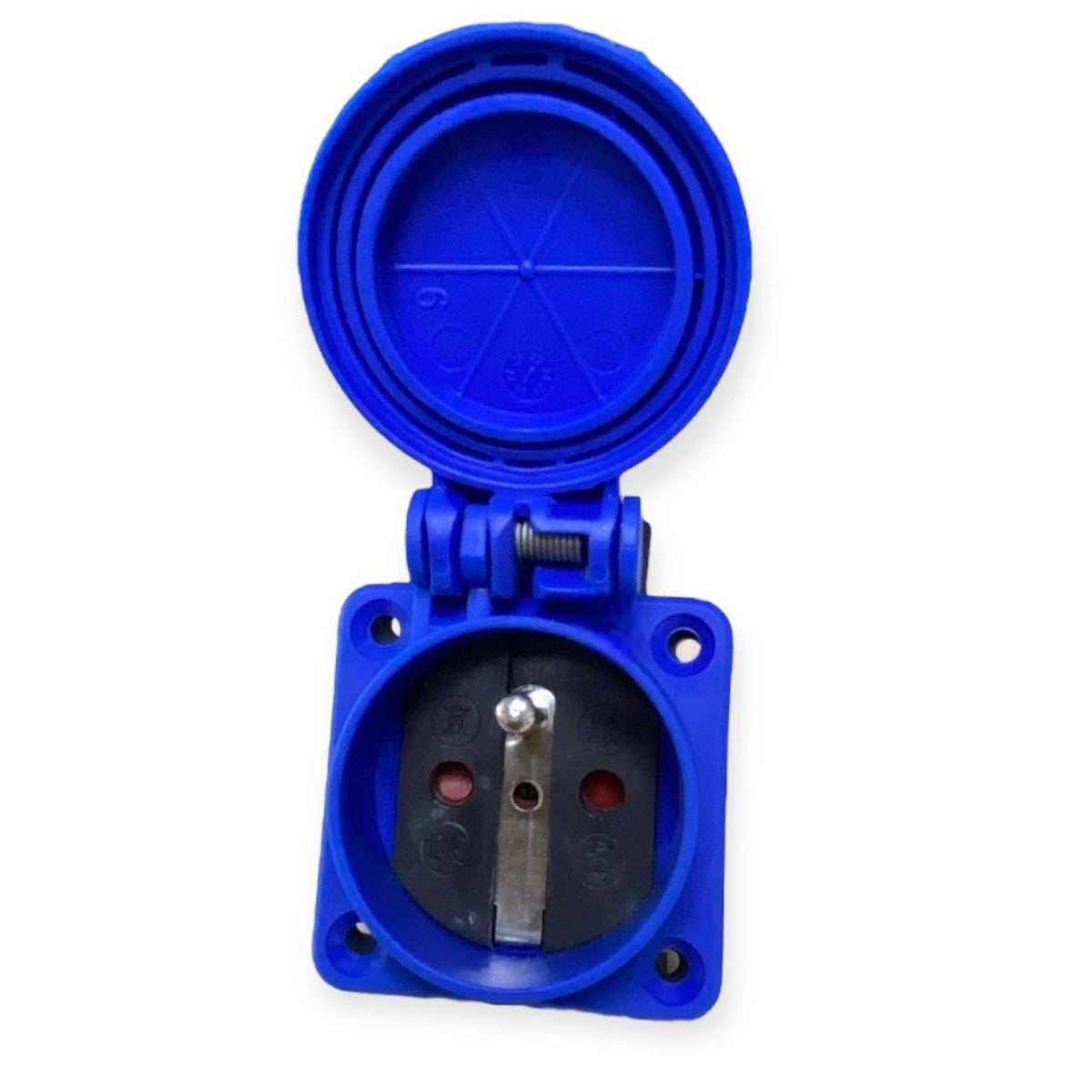 Hermetic socket 2P+Z, 230/220v, with grounding, IP44, with cover, blue, 250V French