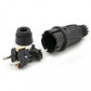Black rubber plug IP54, 250v 16a for cable, Uni-Schuko (double grounding), 2P+T, REF, Bylion