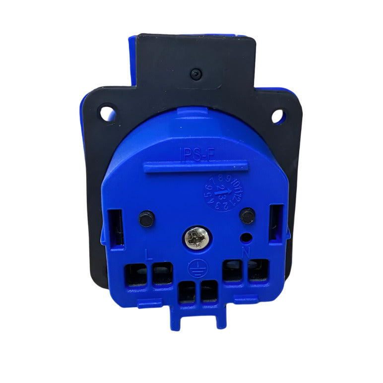 Hermetic socket 2P+Z, 230/220v, with grounding, IP44, with cover, blue, 250V Schuko