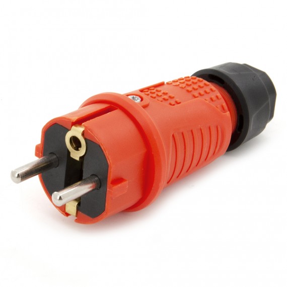Orange rubber plug IP54, for cable, double mass, 2P+Z, REF-O, 16 ampere 250 volt, manufacturer Bylion