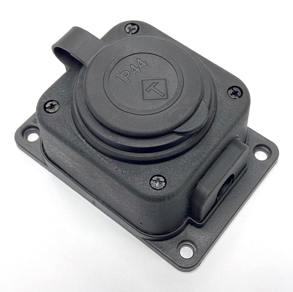 Wall socket "in rubber" black 250V, 16A, IP44, SCHUKO 2P+Z, 1KMP-F, Bylion