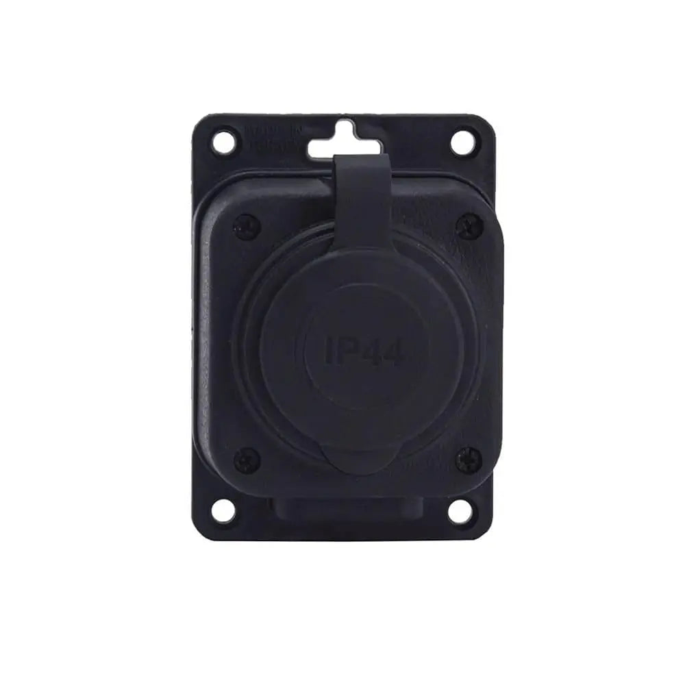 Plug with pin, French type E (Pin), black "rubber" for surface 250V, 16A, IP44, 2P+Z, 1KMP-E, Bylion