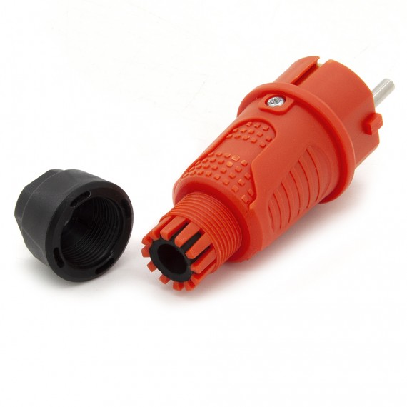 Orange rubber plug IP54, for cable, double mass, 2P+Z, REF-O, 16 ampere 250 volt, manufacturer Bylion