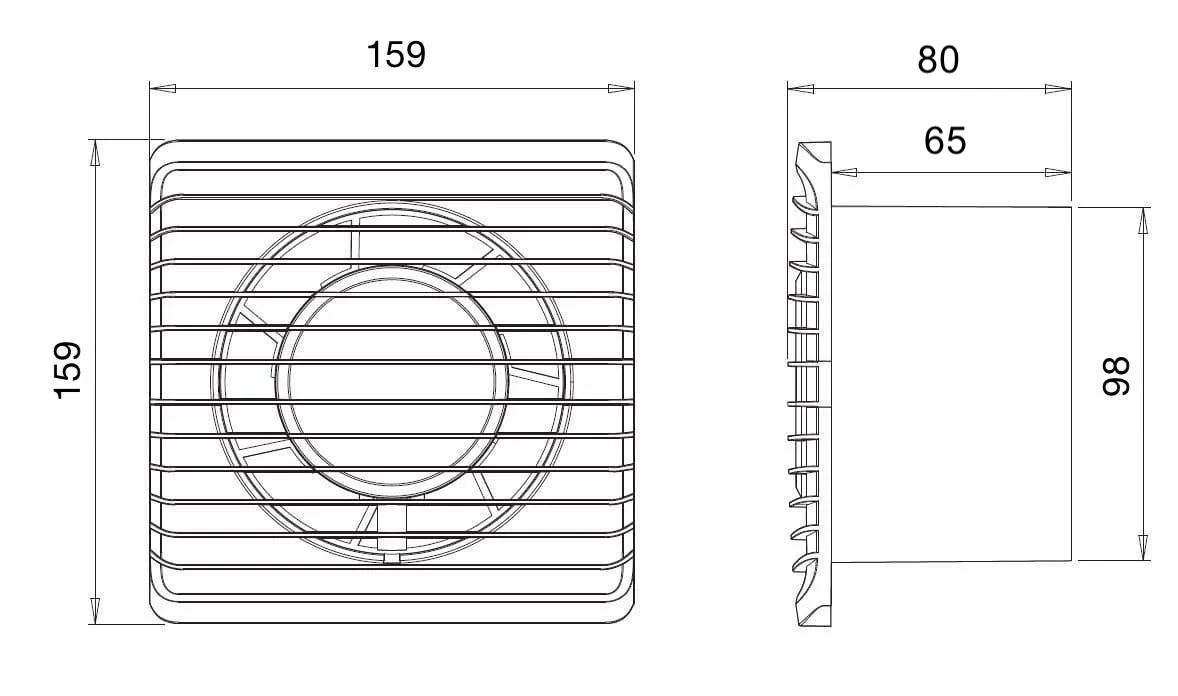 ARS-White axial wall fan for bathroom / WC white with silent grille 100 mm, 90 m3/h, 340041