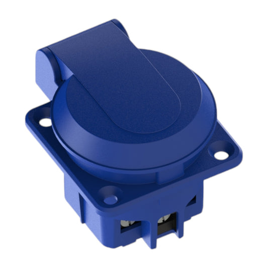 Hermetic socket 2P+Z, 230/220v, with grounding, IP44, with cover, blue, 250V Schuko