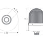 Lampeggiante ø70 DADO.CONN.SEGNALE DI RAGGIUNGIMENTO CON BENZINA, 40-250V AC/DC., BLU CON TUBO ESTERNO 20CM