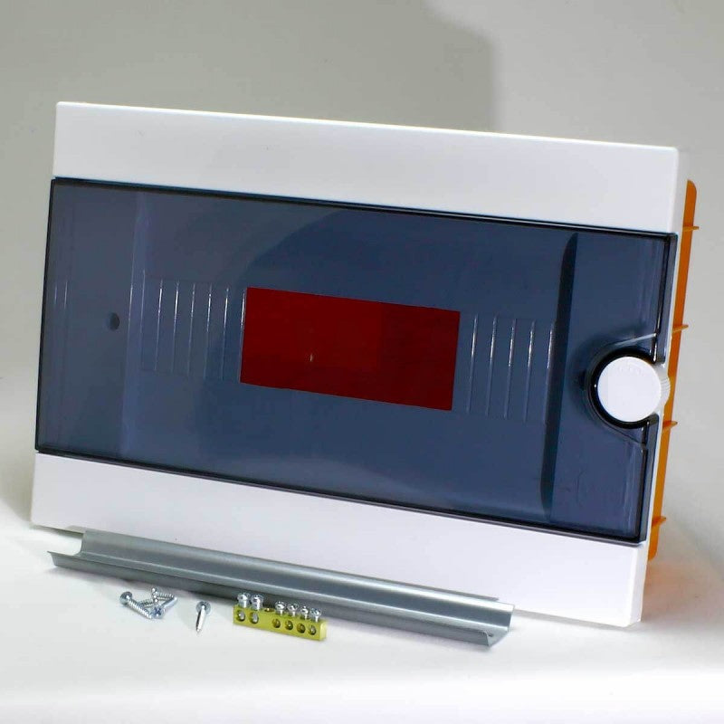 ARS Modular switchboard 12 MOD (12 fuses), recessed electrical cabinet in plastic, transparent door IP40, 341219