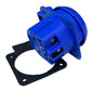 Hermetic socket 2P+Z, 230/220v, with grounding, IP44, with cover, blue, 250V Schuko