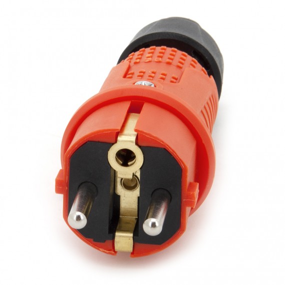 Orange rubber plug IP54, for cable, double mass, 2P+Z, REF-O, 16 ampere 250 volt, manufacturer Bylion