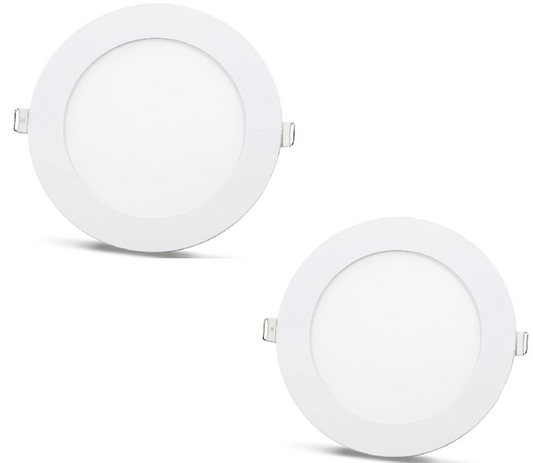 2 pieces - Slim LED Panel white 12W / 180Lm round recessed (power supply included) 4000K YL10-1207