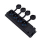 4x black rubber socket with IP44 hermetic cover, 250V, 16A, 2P+Z, French type E, 4KMP-E, Bylion