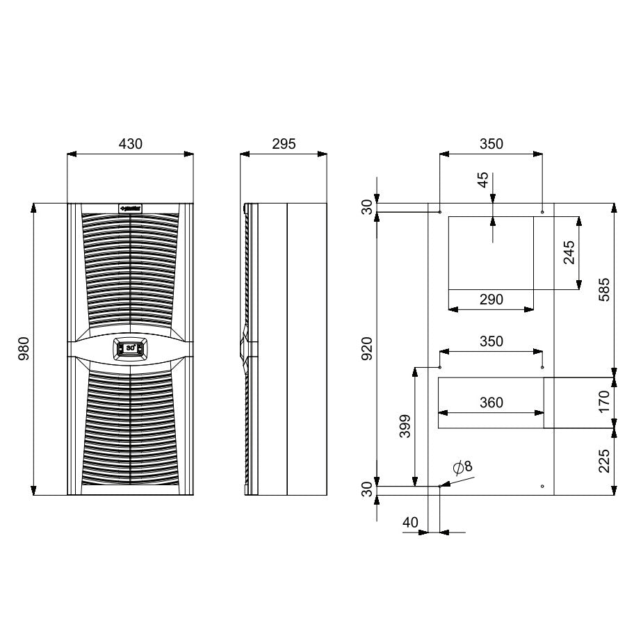 Air conditioner for electrical panels / Cooler 2500W, PAD2550.01, Plastim