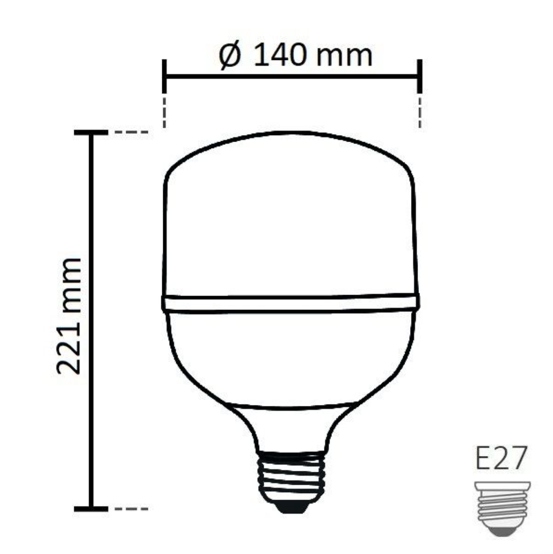 NOAS 60W (450W) LED Bulb TORCH type, cool white / 6500K, 5400 Lm, YL95-6001