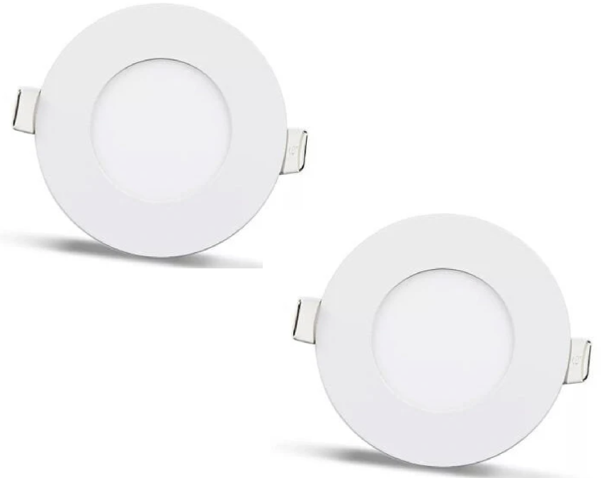 2 pieces - round LED panel 3W / 270Lm warm white circular recessed (power supply included) 3200K YL10-0301