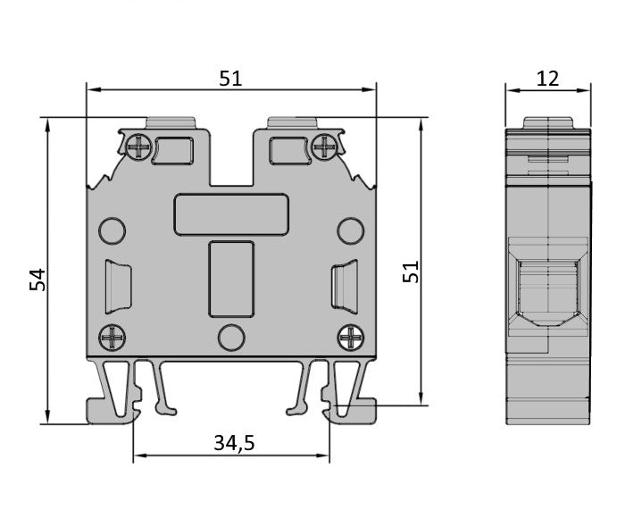 ONKA 16mm2 Connector for screw rail terminal block terminal for 2-wire DIN rail gray, 1010052